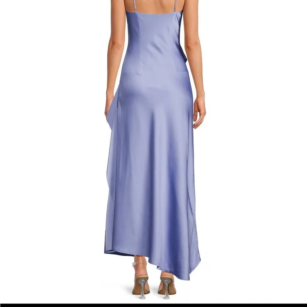 Gianni Bini Ruffle Draped Satin Evening Gown - Picture 2 of 7